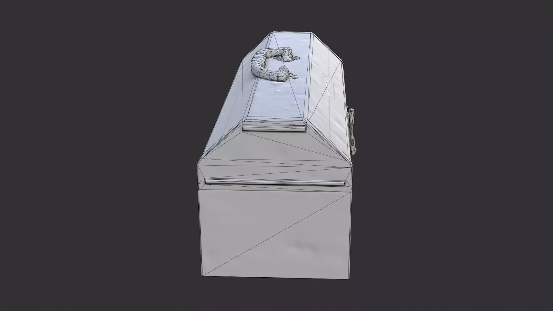 Red Metal Toolbox with Handle and Weathered Finish Low-poly 3D model_7