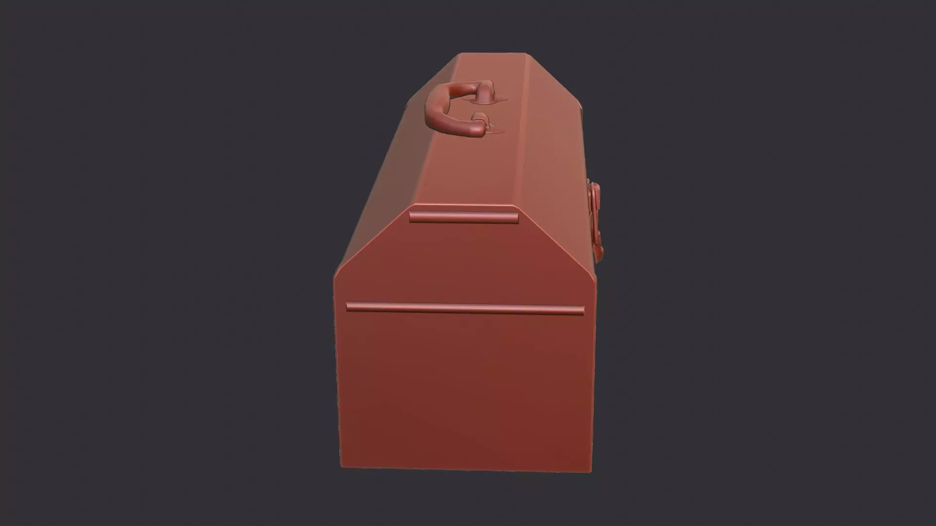 Red Metal Toolbox with Handle and Weathered Finish Low-poly 3D model_6