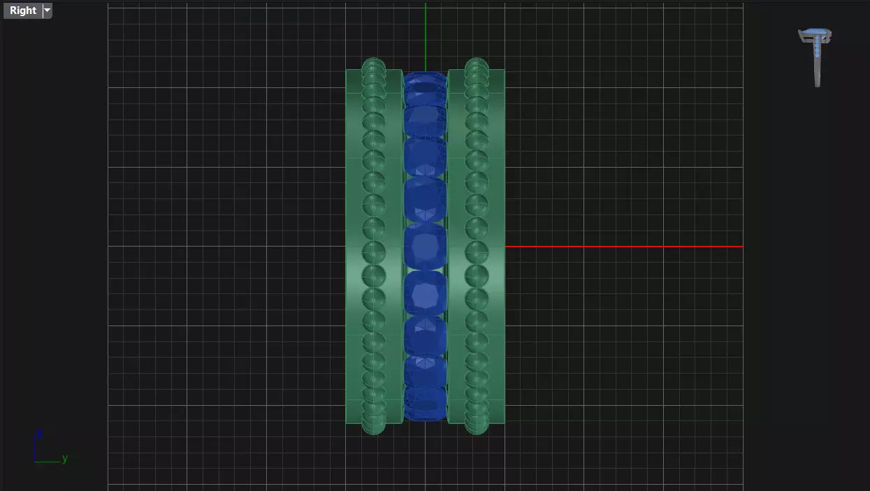 Channel Set Cushion Square eternity ring w bead N04 308CT EU54 3D print model_8