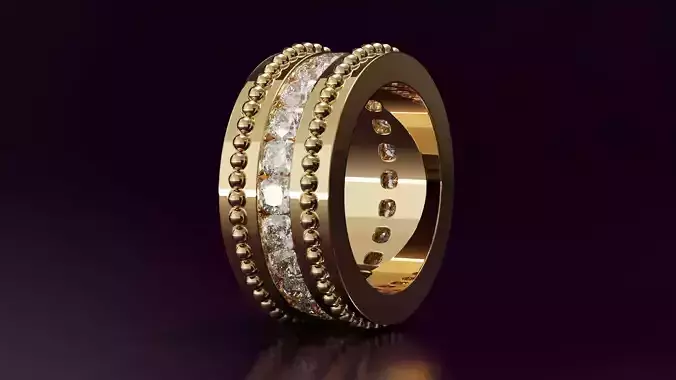 Channel Set Cushion Square eternity ring w bead N04 308CT EU54