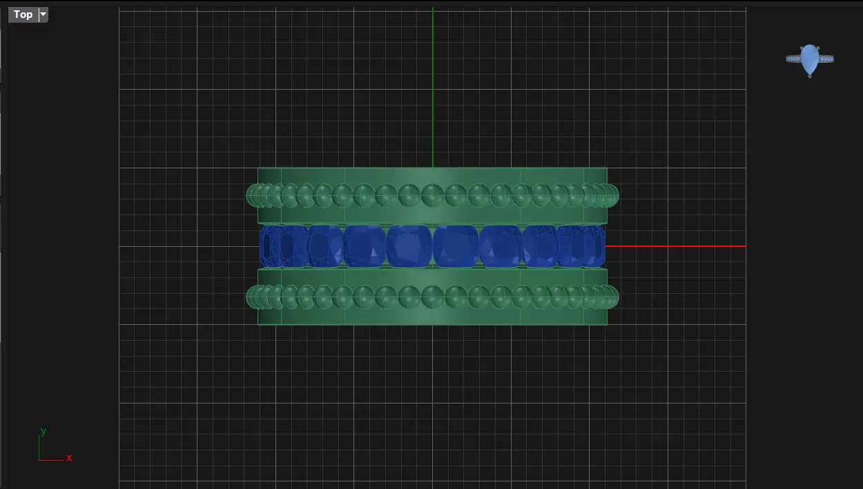Channel Set Cushion Square eternity ring w bead N04 308CT EU54 3D print model_6