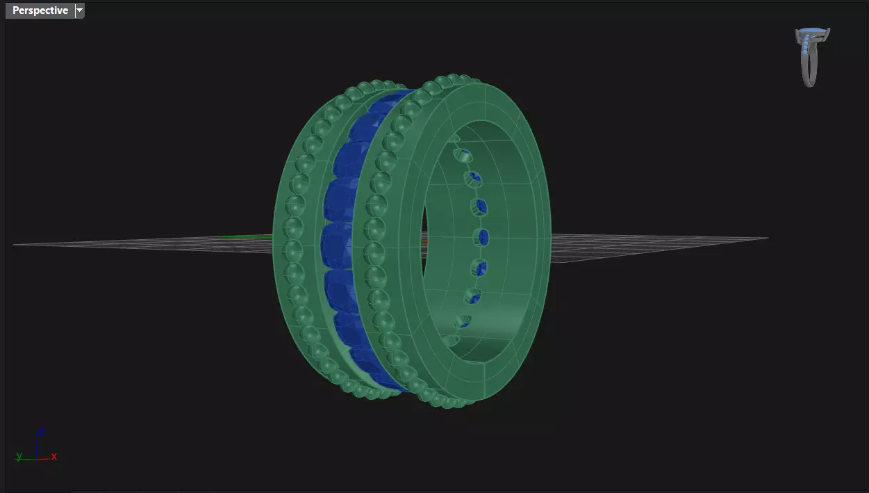 Channel Set Cushion Square eternity ring w bead N04 308CT EU54 3D print model_5