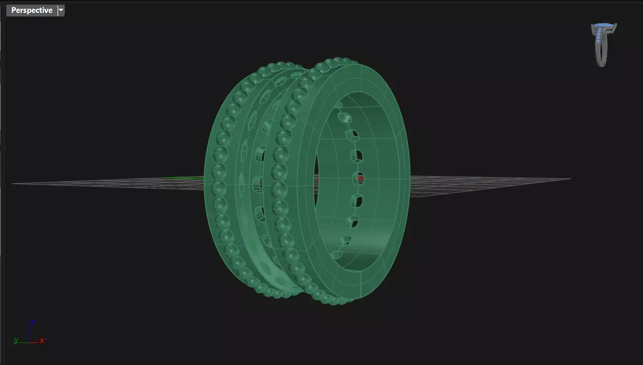 Channel Set Cushion Square eternity ring w bead N04 308CT EU54 3D print model_9