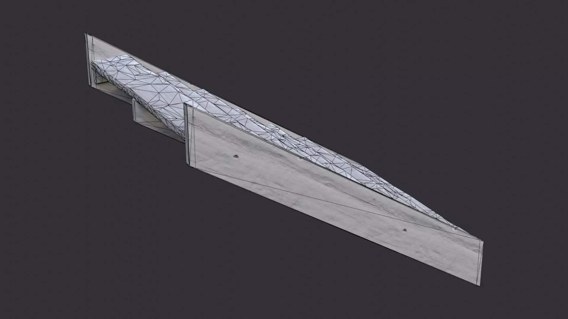 Worn Wooden Interior Stair 8 Step Low-poly 3D model_7