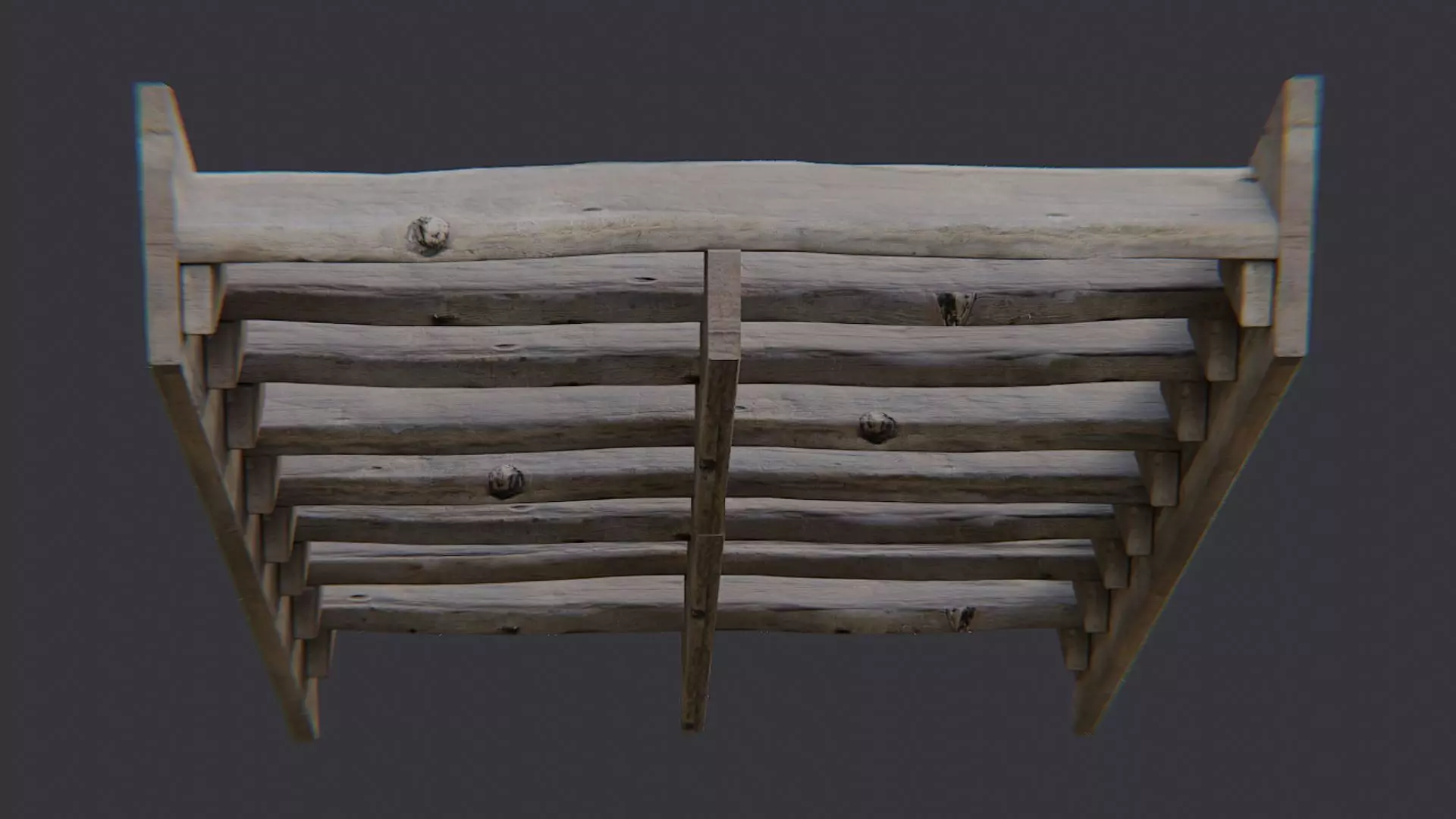 Worn Wooden Interior Stair 8 Step Low-poly 3D model_1