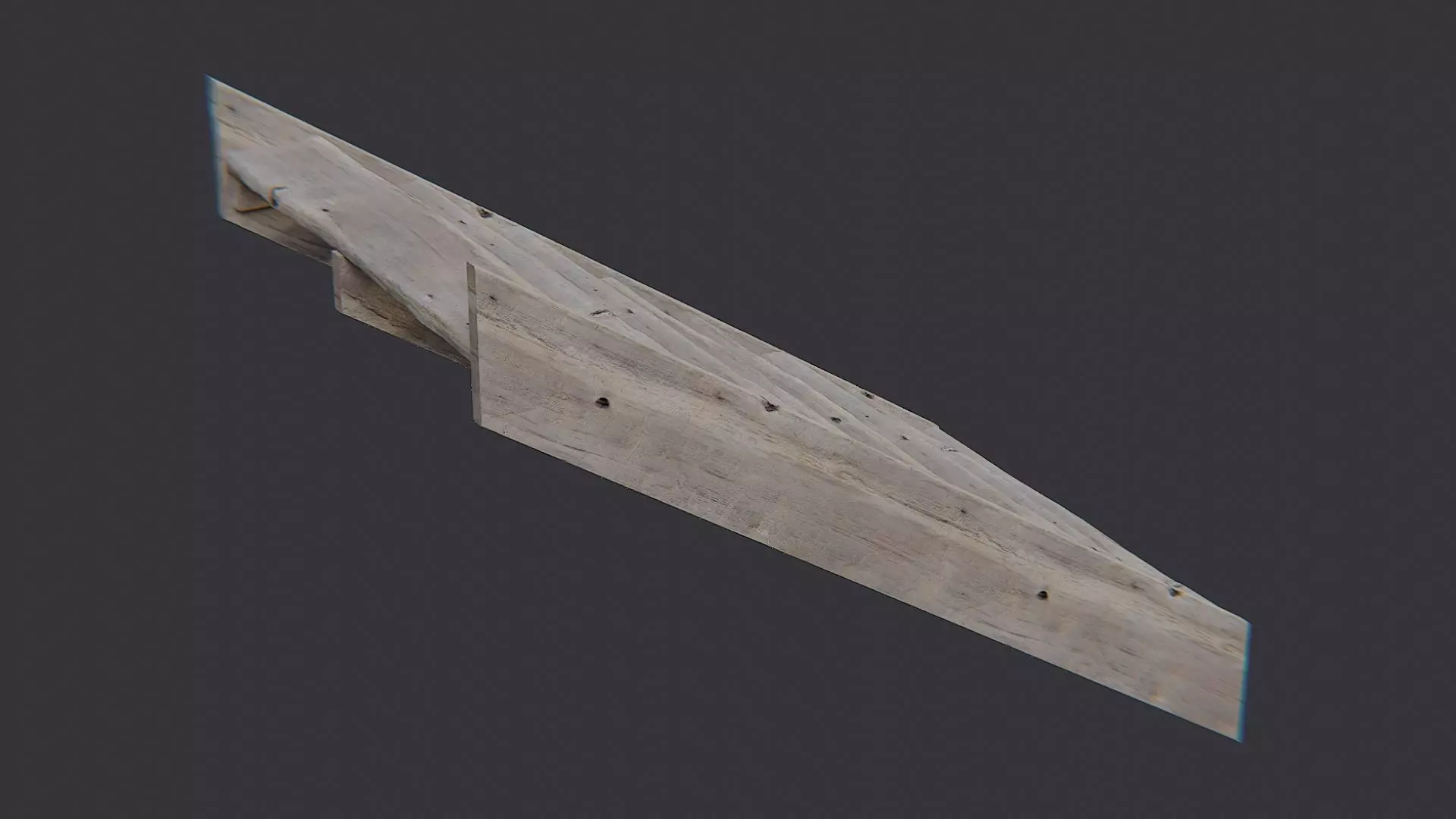 Worn Wooden Interior Stair 8 Step Low-poly 3D model_0