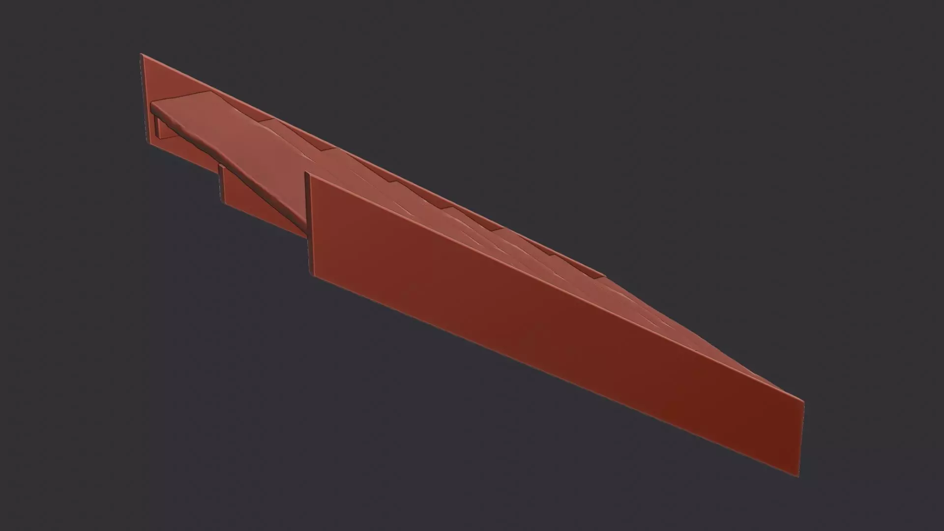 Worn Wooden Interior Stair 8 Step Low-poly 3D model_6