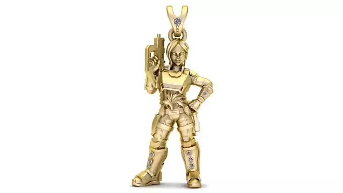 Futuristic Warrior Girl Pendant 3D Printable MODEL