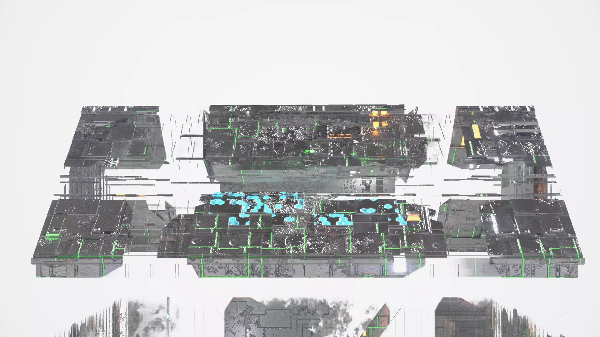 Exterior Sci-Fi House Tech Cube Futuristic Building 3D model_6