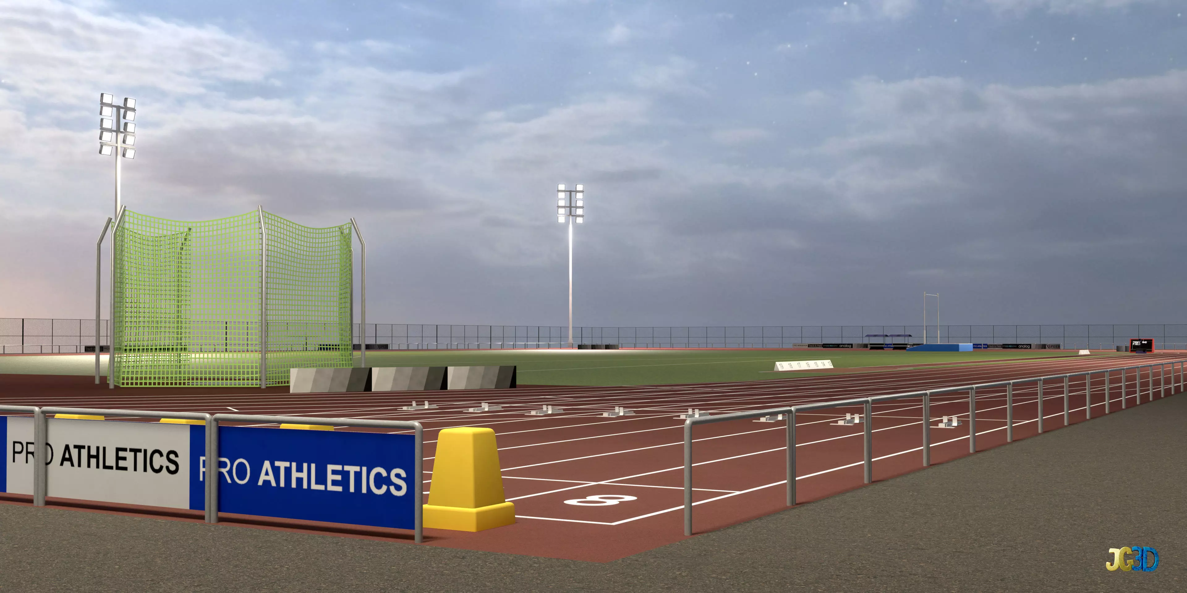 Track And Field Arena Low-poly 3D model_0