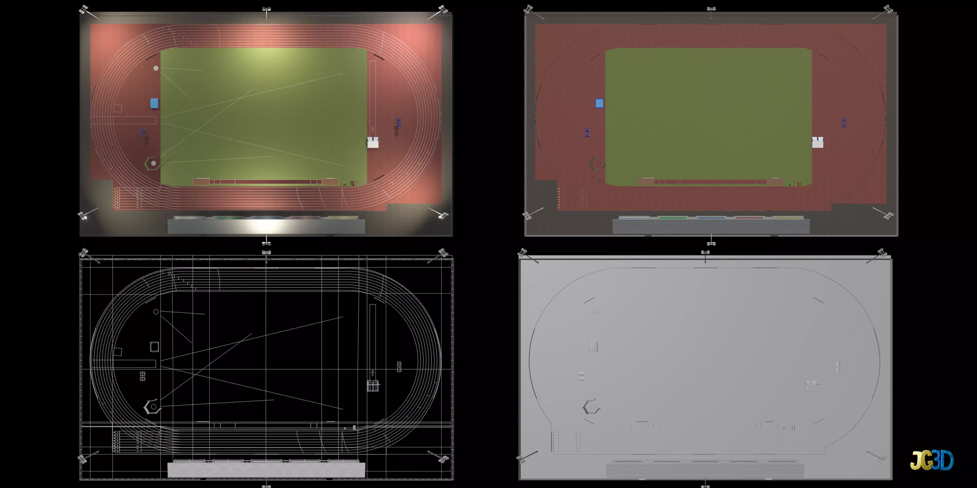 Track And Field Arena Low-poly 3D model_5