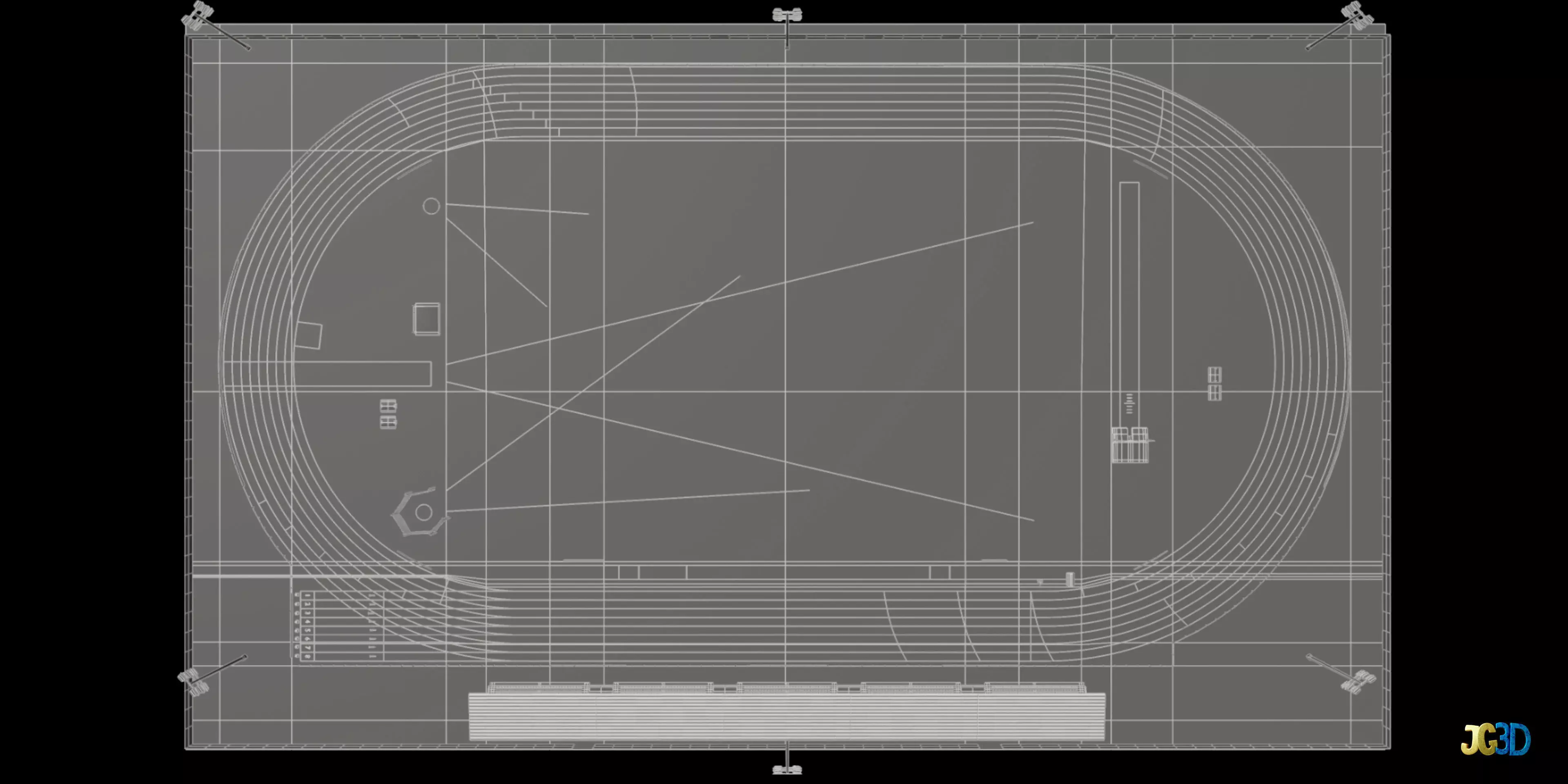 Track And Field Arena Low-poly 3D model_6
