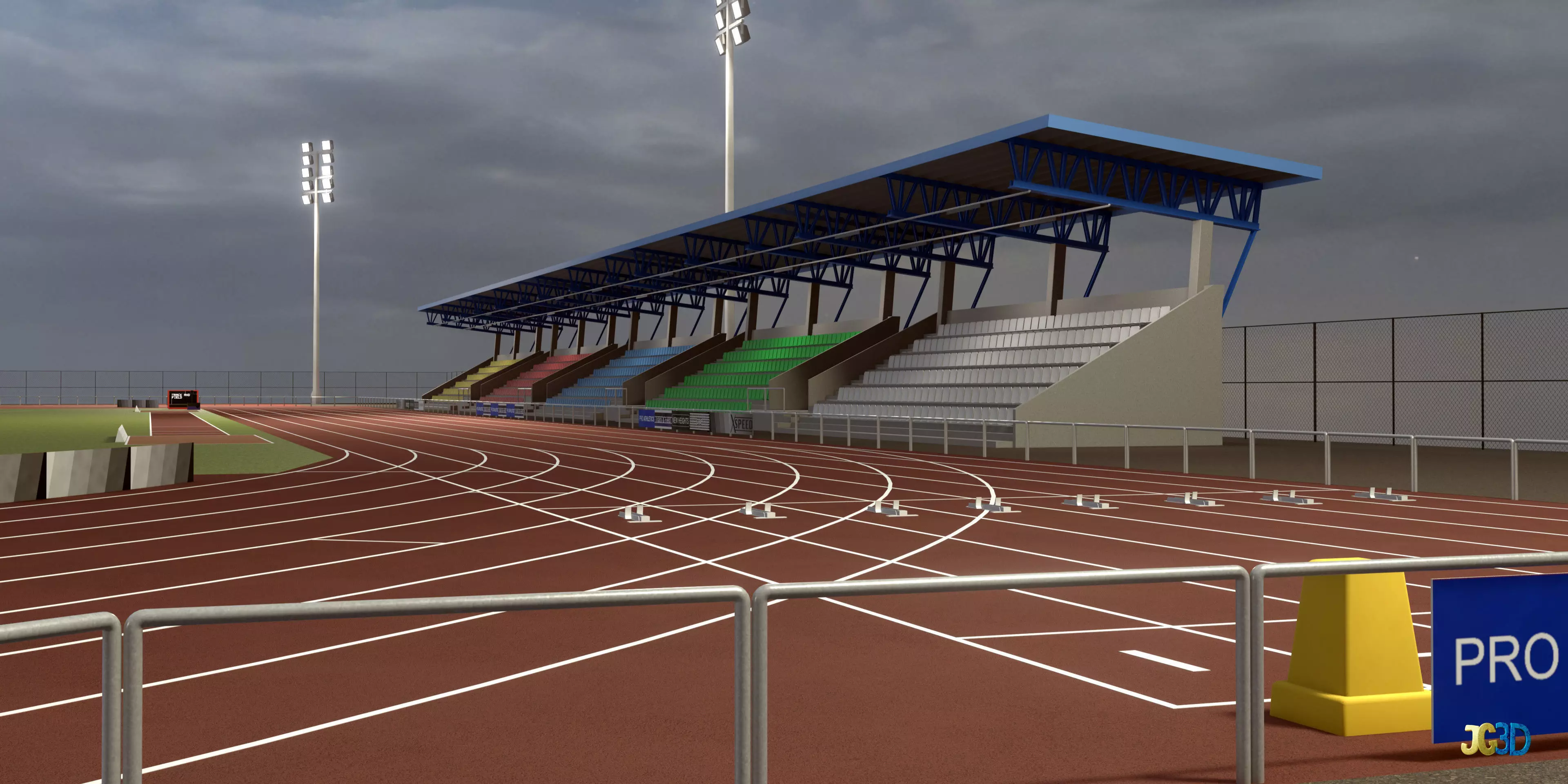 Track And Field Arena Low-poly 3D model_1
