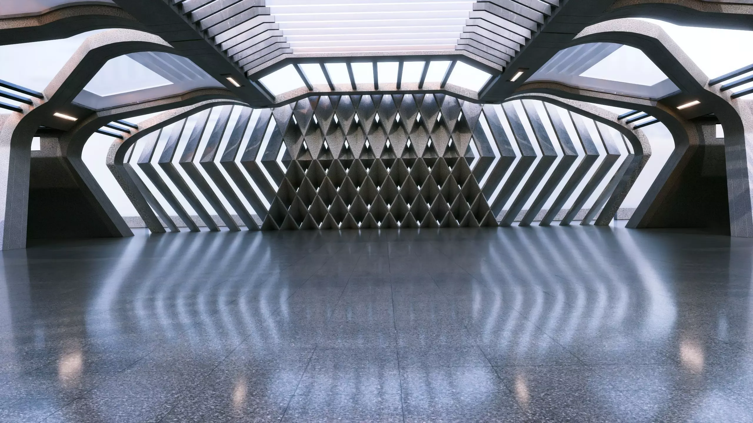 Modern Futuristic Corridor- Architectural Background- V1U4 3D model_4