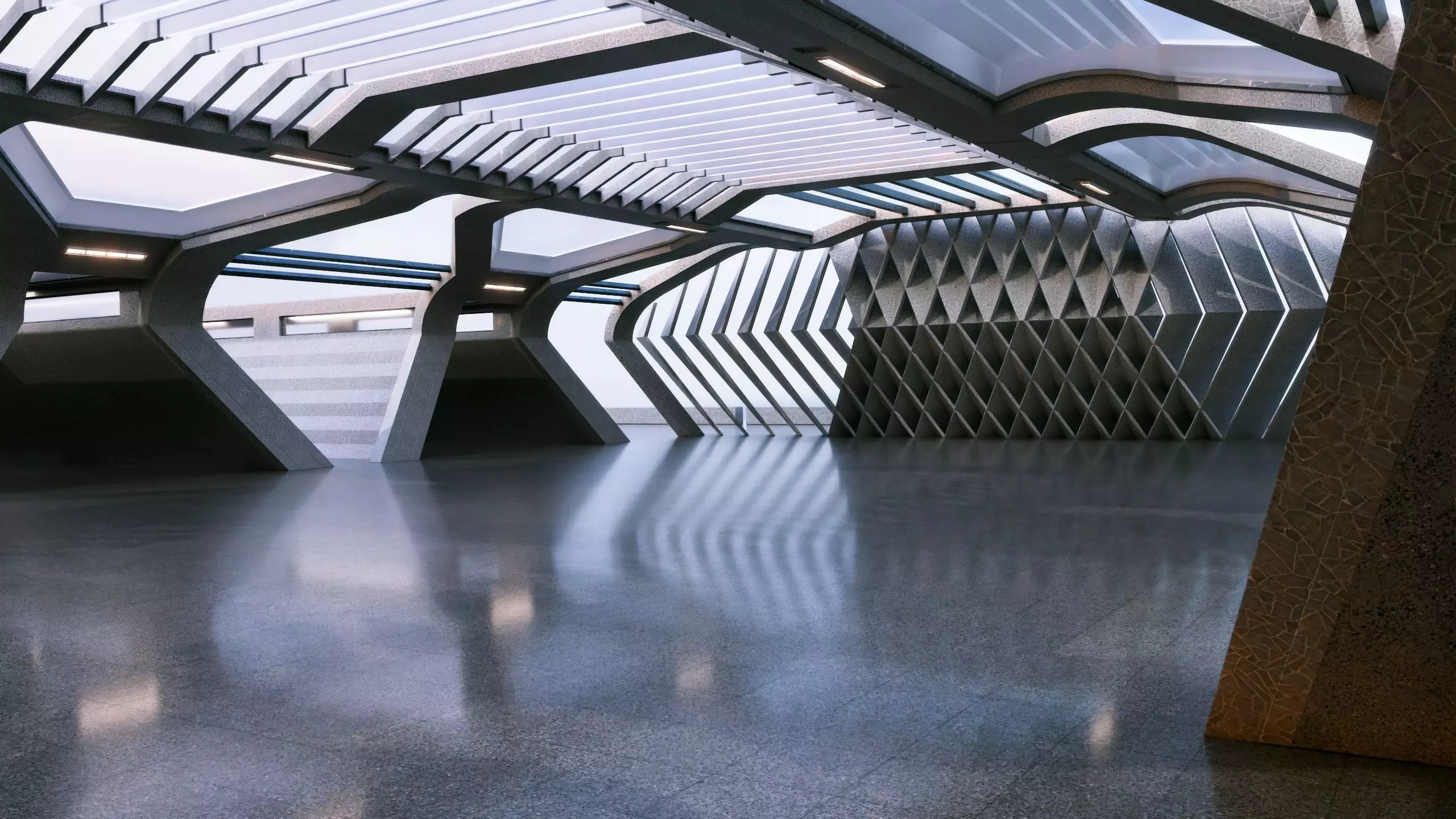 Modern Futuristic Corridor- Architectural Background- V1U4 3D model_2