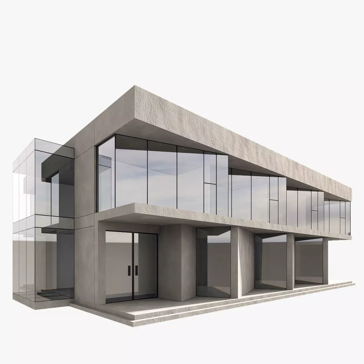 Showroom building Low-poly 3D model_6