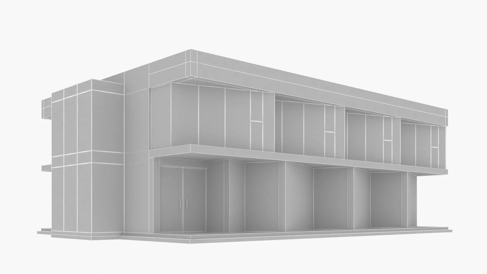 Showroom building Low-poly 3D model_8
