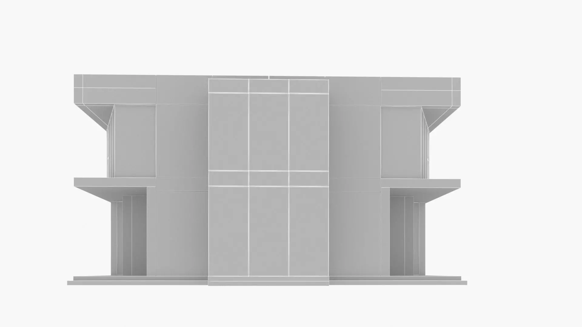 Showroom building Low-poly 3D model_9