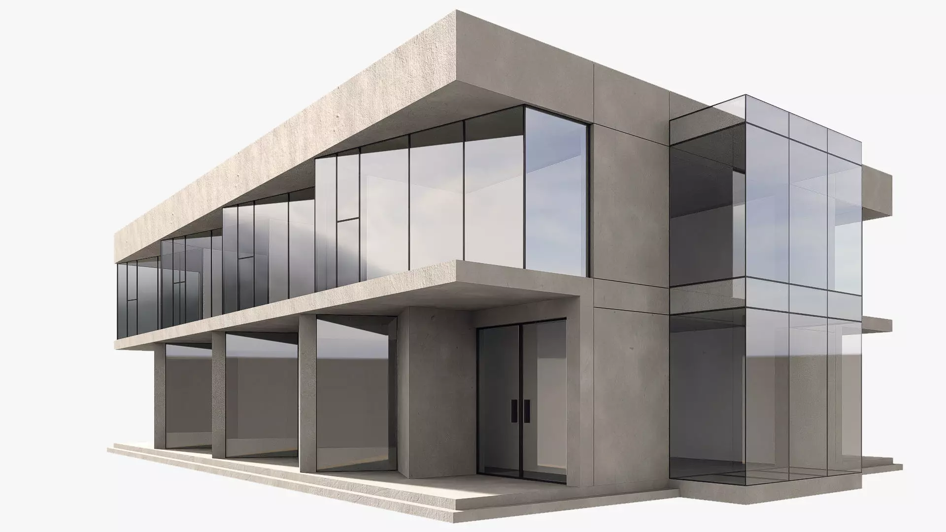 Showroom building Low-poly 3D model_1