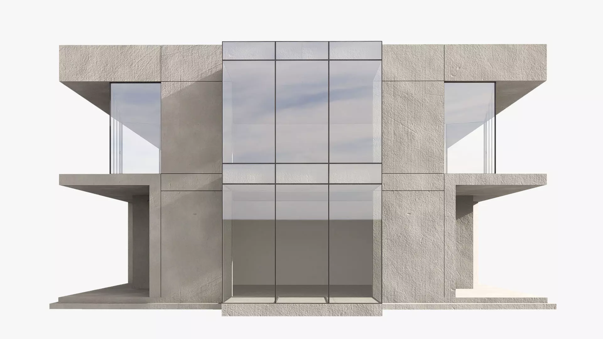 Showroom building Low-poly 3D model_3