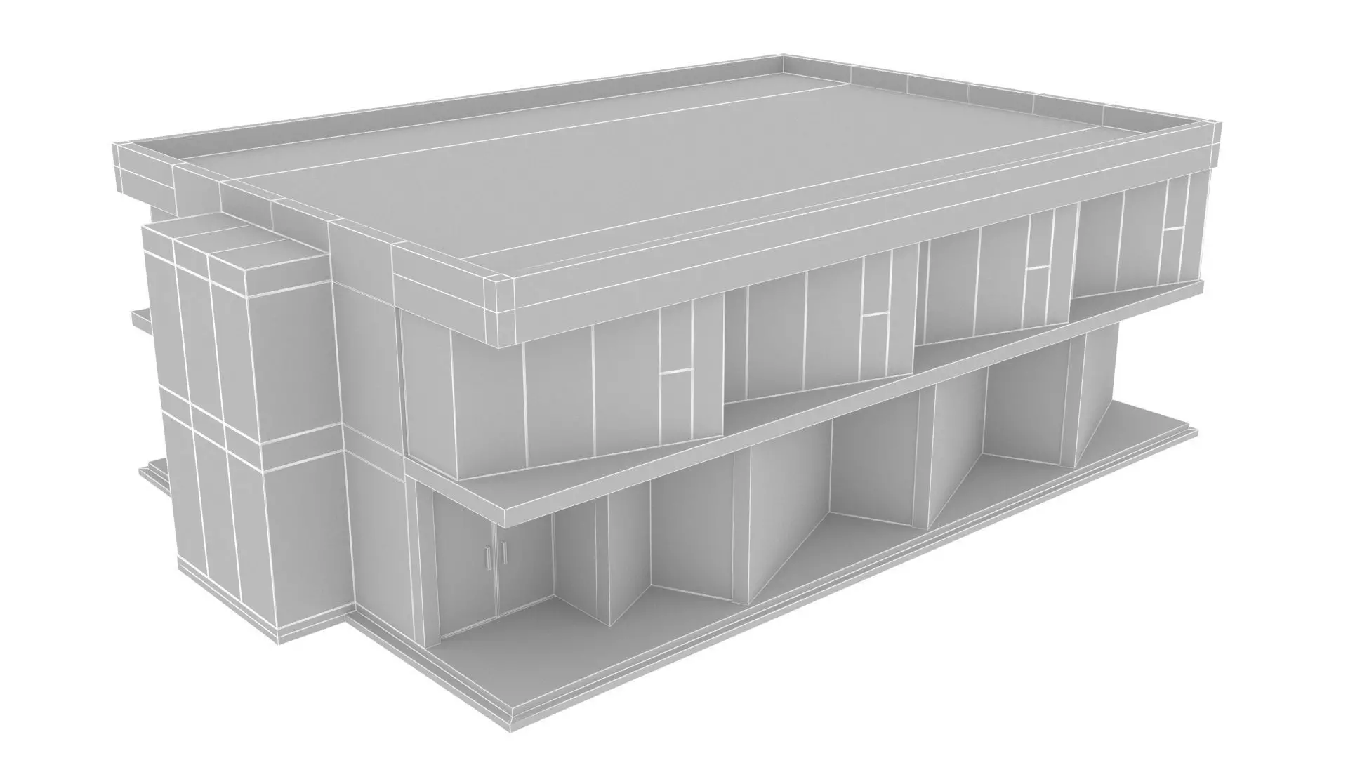 Showroom building Low-poly 3D model_7