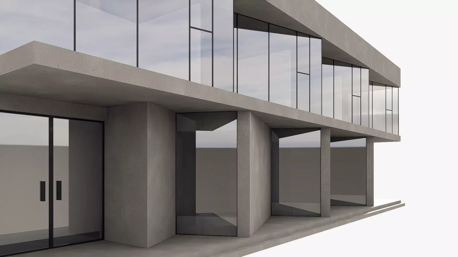 Showroom building Low-poly 3D model_5