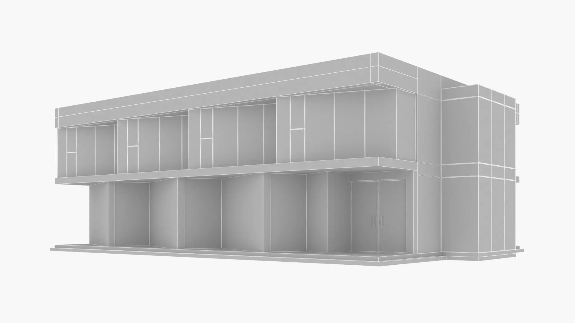 Showroom building Low-poly 3D model_10