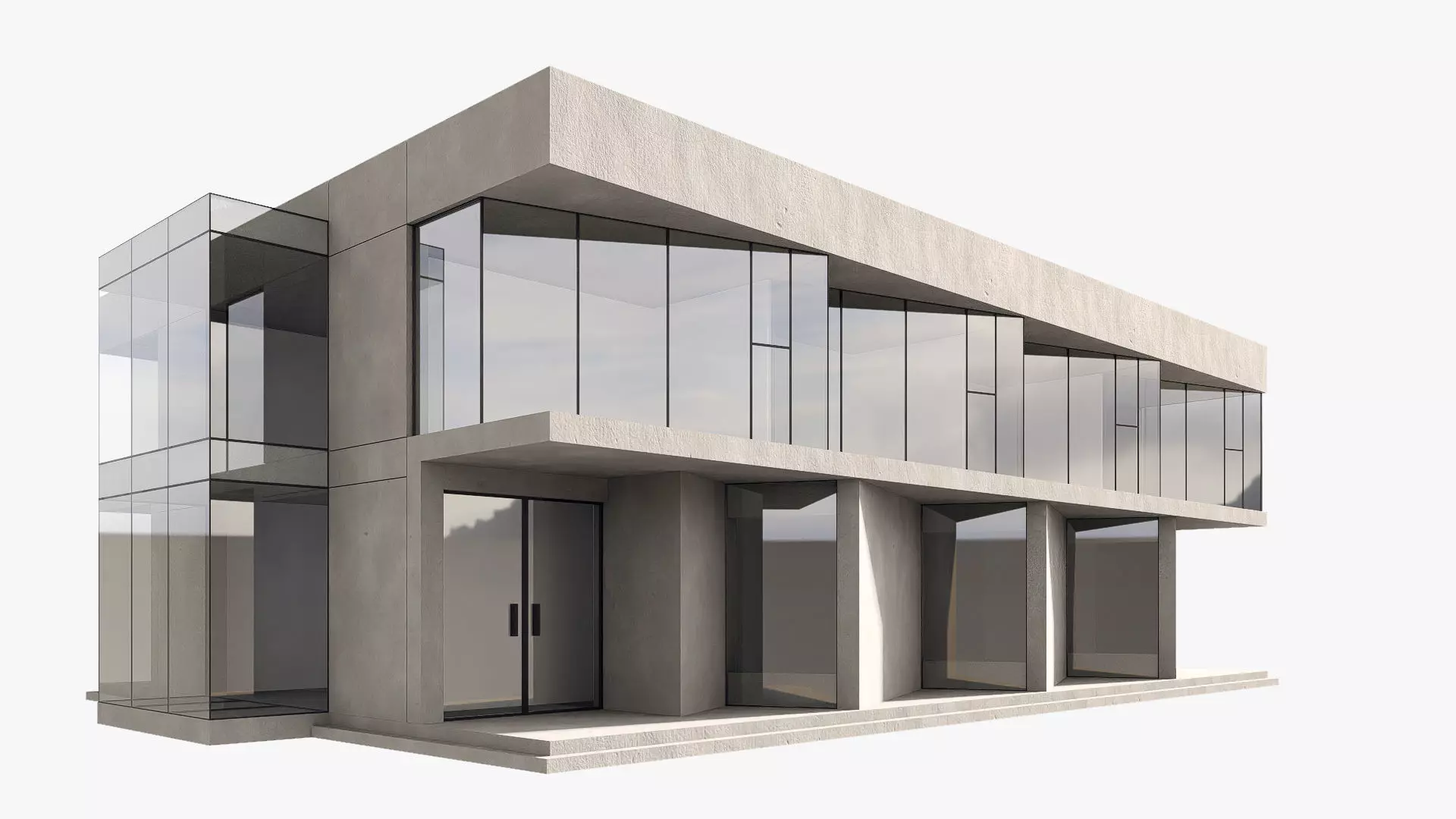 Showroom building Low-poly 3D model_0