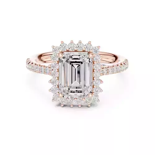 Emerald Cut Halo Diamond Engagement Ring ALL SIZES STL Video