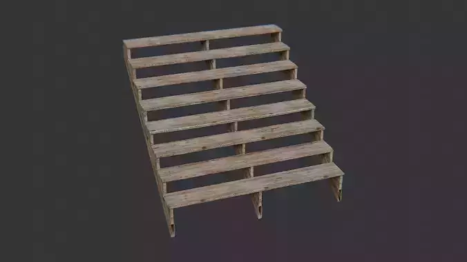 Wooden exterior stairs worn wood