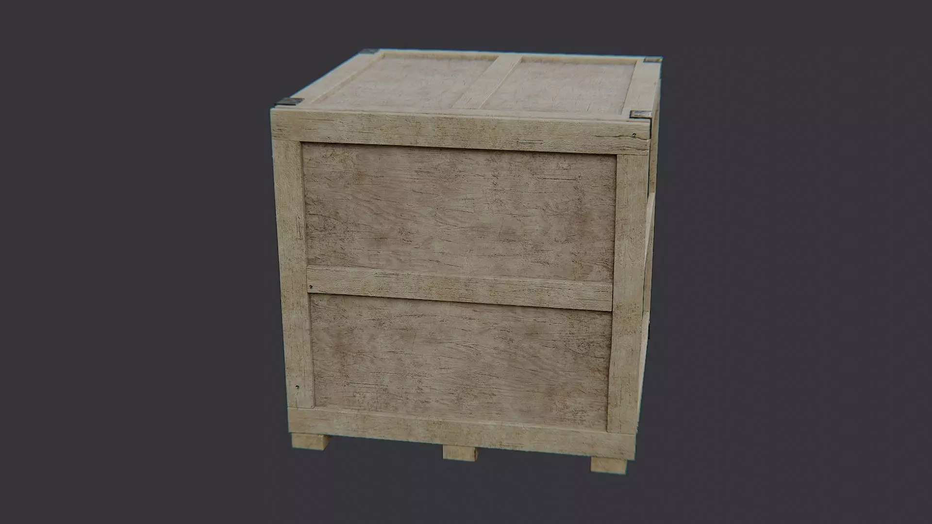 Wooden Shipping Crate Open Side Low-poly 3D model_1