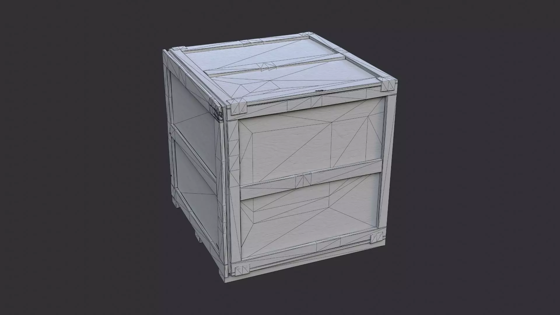 Wooden Shipping Crate Open Side Low-poly 3D model_7