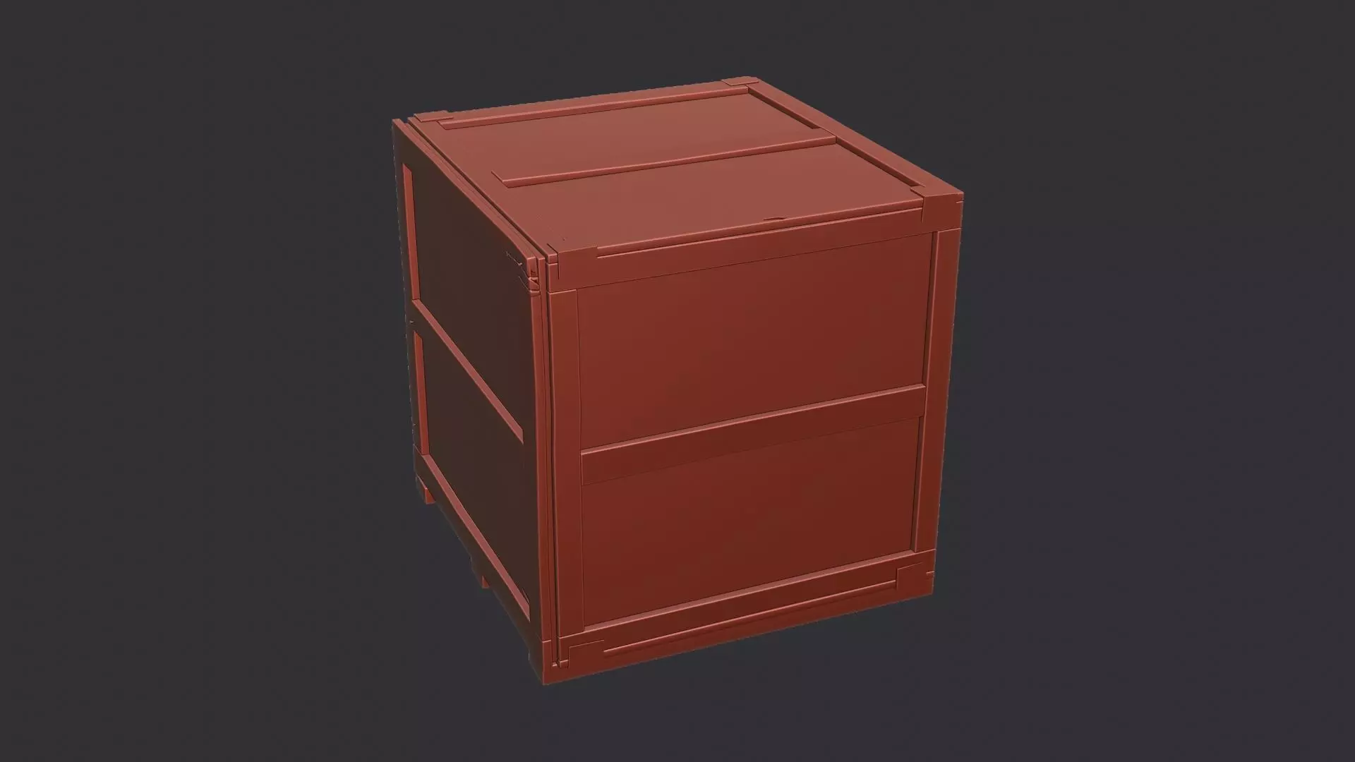 Wooden Shipping Crate Open Side Low-poly 3D model_6