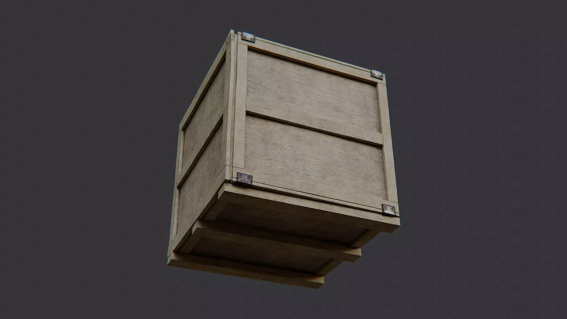 Wooden Shipping Crate Open Side Low-poly 3D model_5