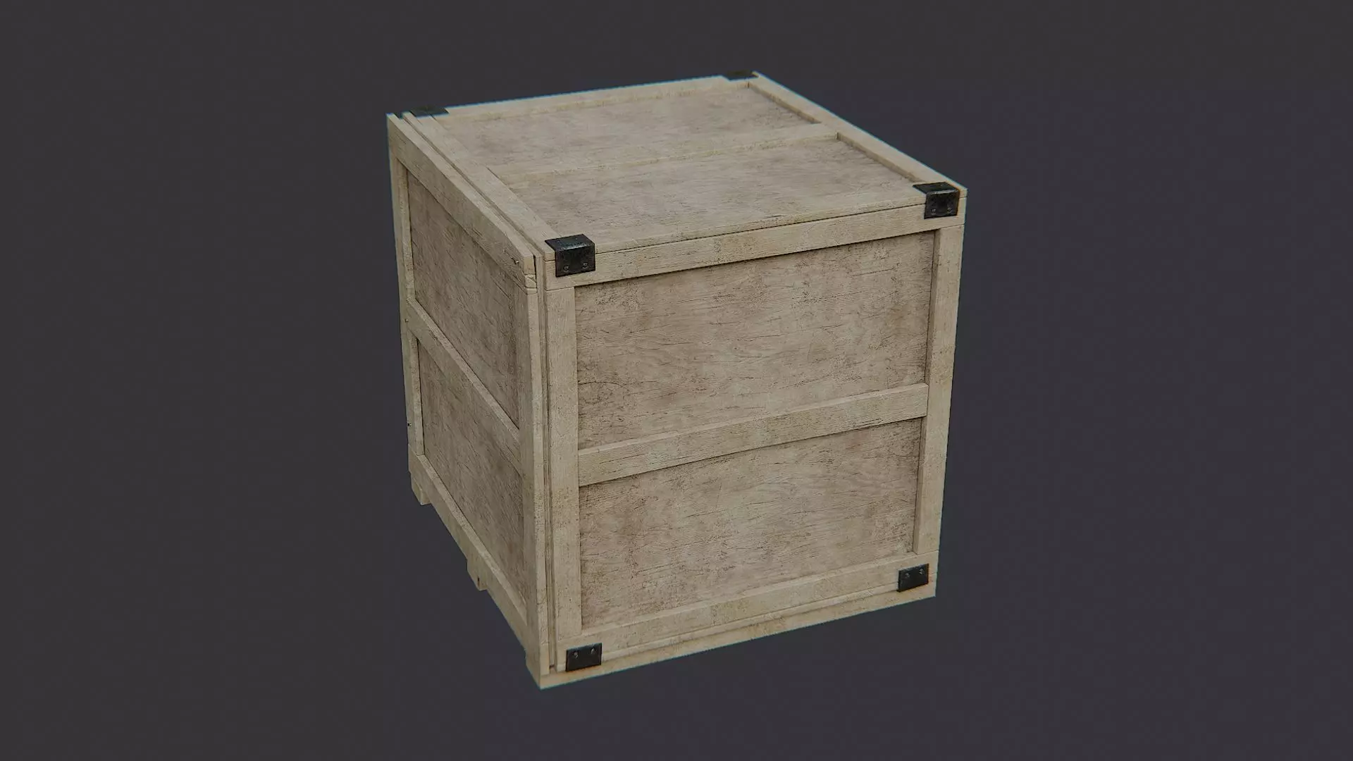 Wooden Shipping Crate Open Side Low-poly 3D model_0