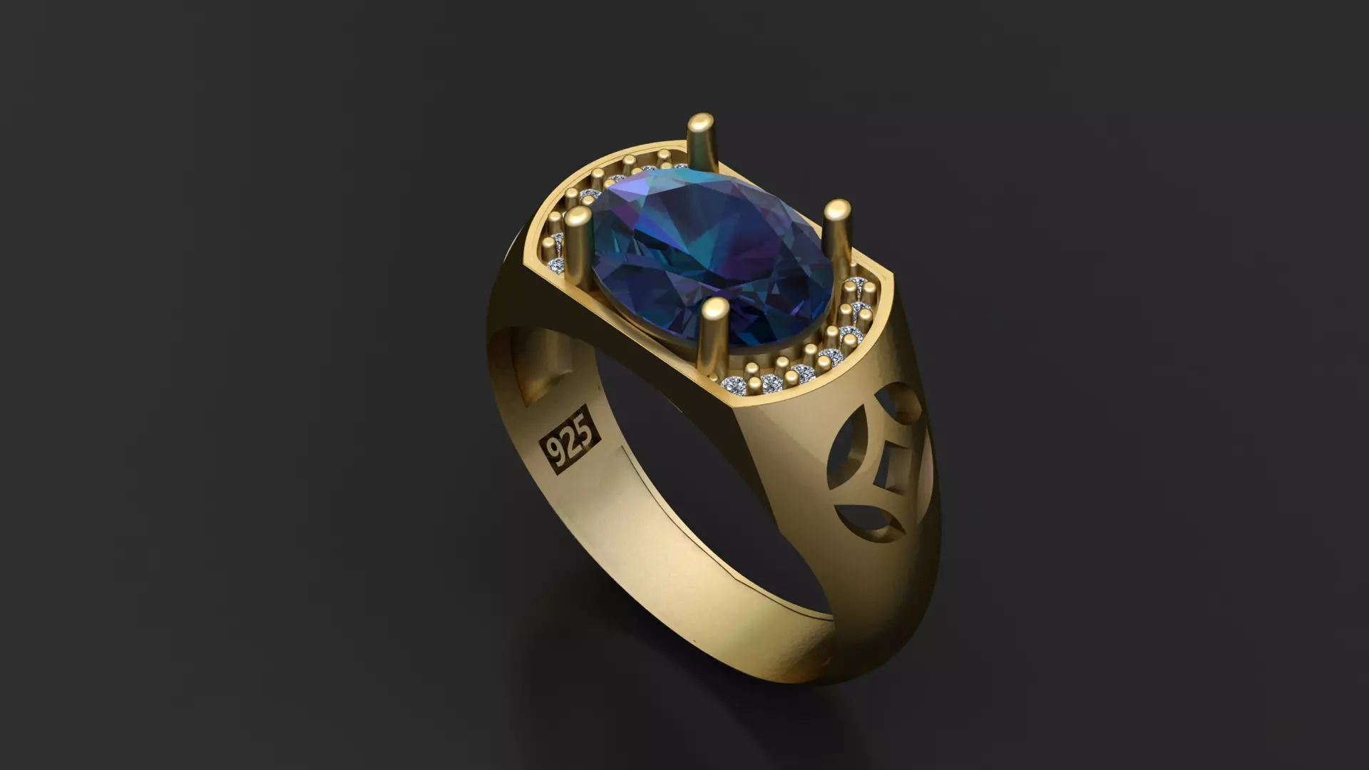 Blue Topaz Men Ring 3D Printable Model 3D print model