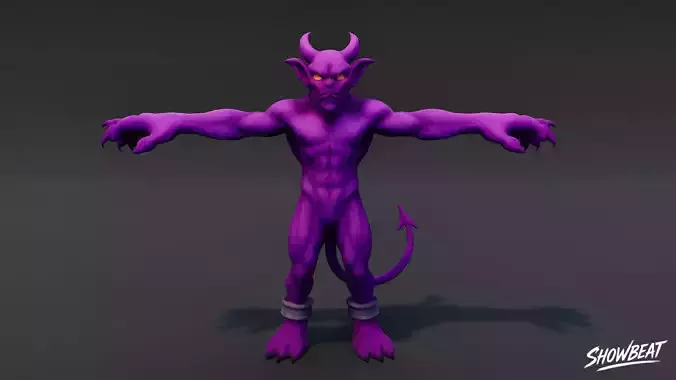 Purple Imp T-Pose Low-poly 3D model