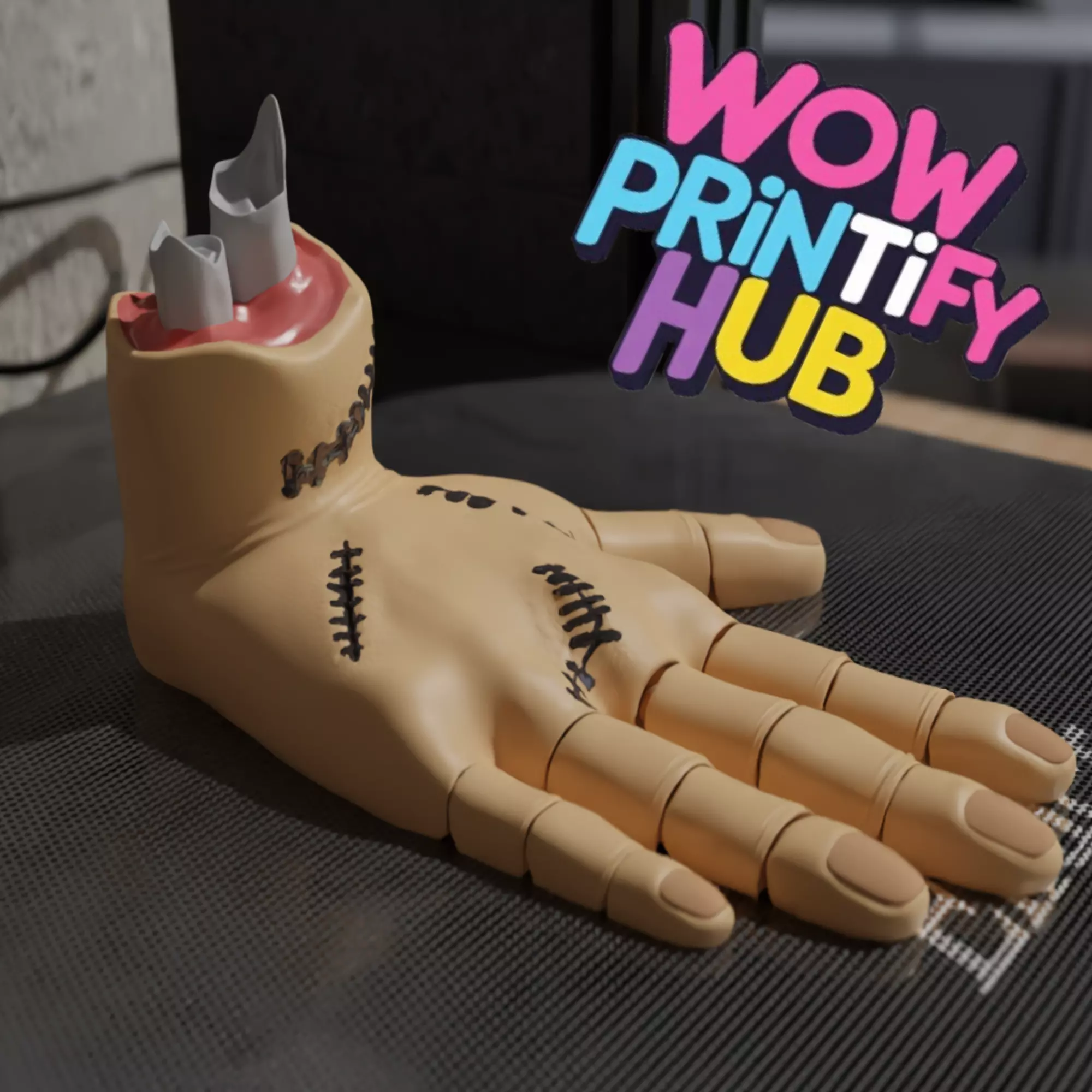 Halloween Flexi Hand STL Print-in-Place Articulated Toy 3D print model_4