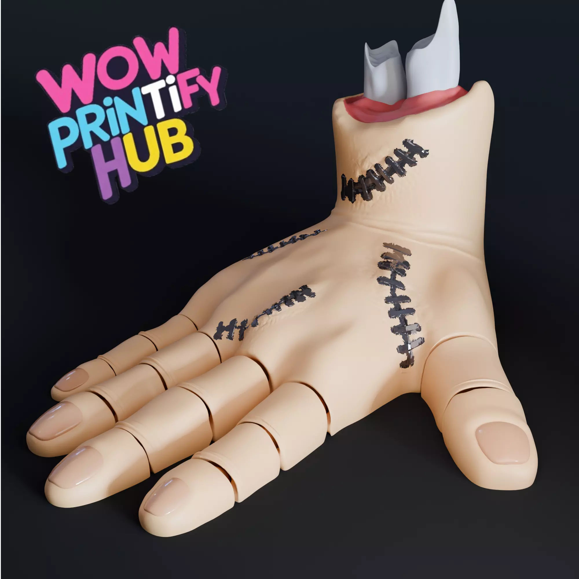 Halloween Flexi Hand STL Print-in-Place Articulated Toy 3D print model_3