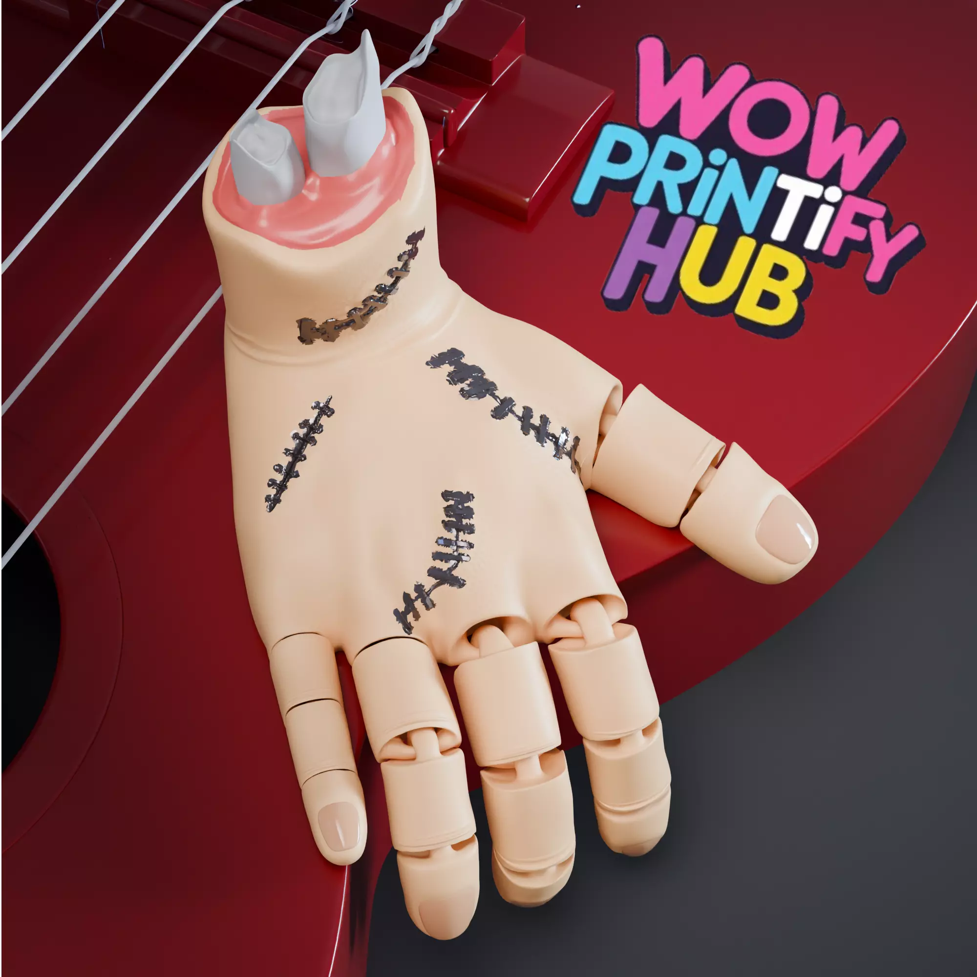 Halloween Flexi Hand STL Print-in-Place Articulated Toy 3D print model_1