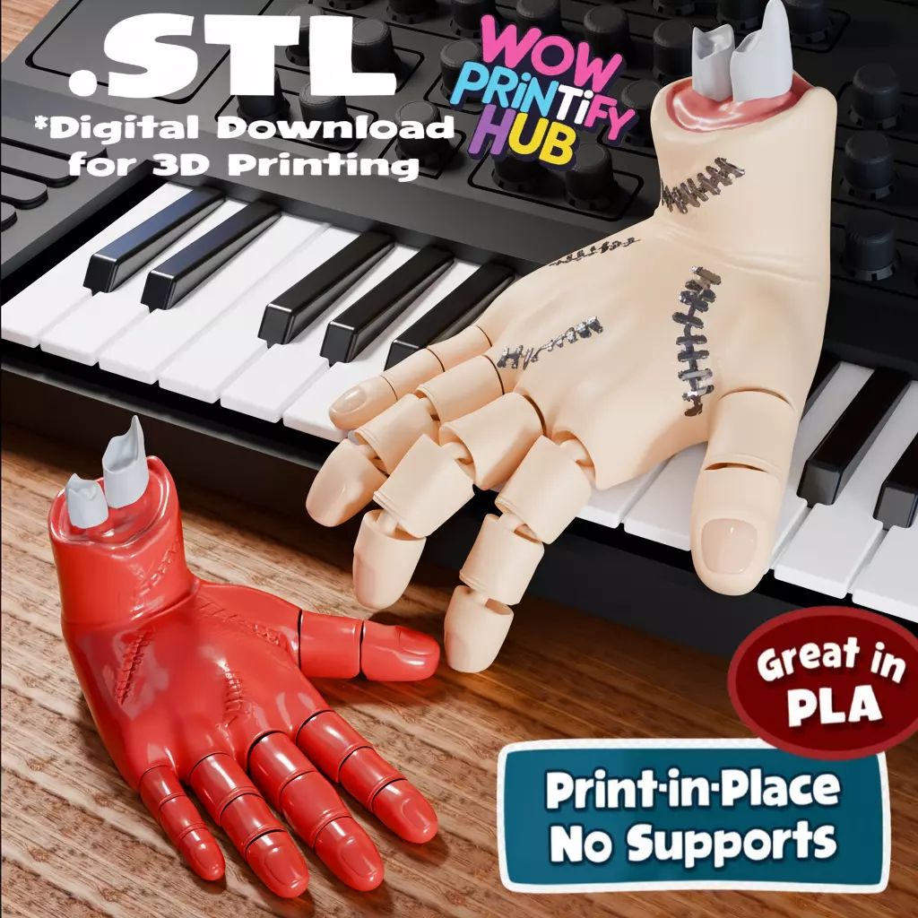 Halloween Flexi Hand STL Print-in-Place Articulated Toy 3D print model_2