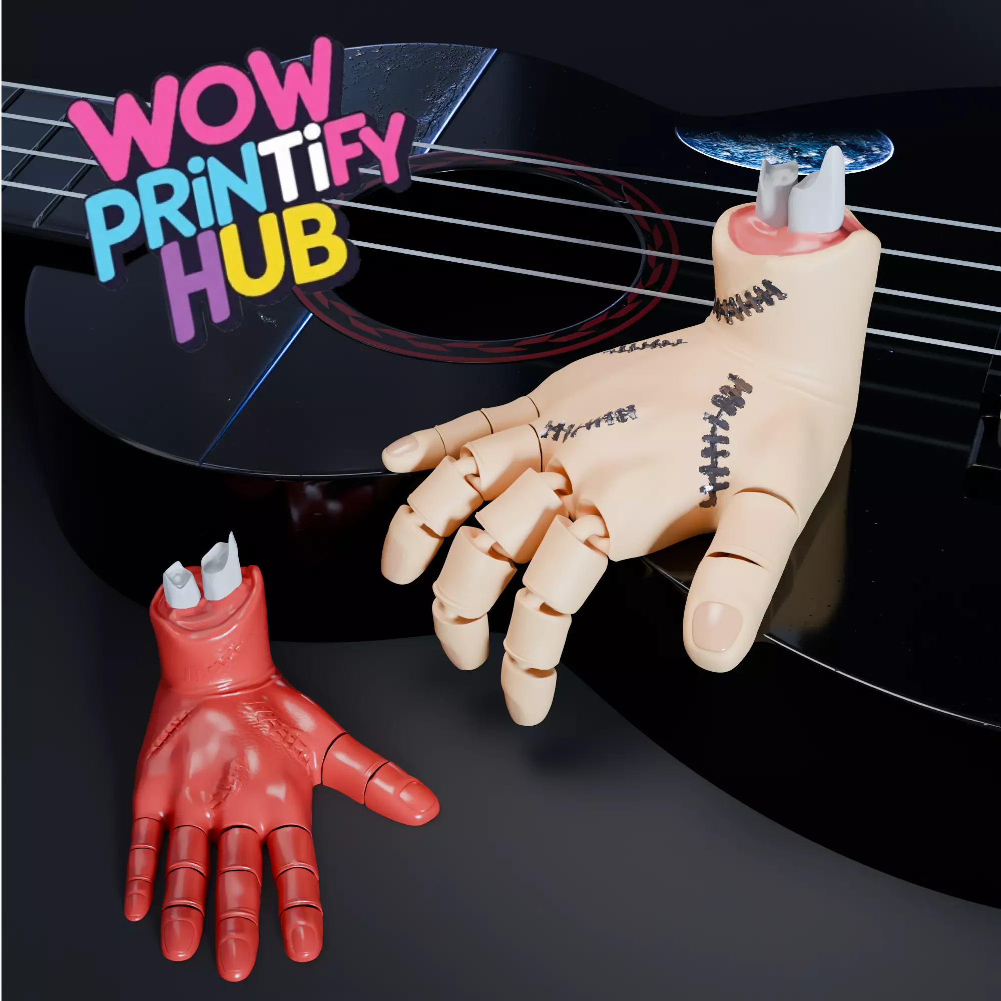 Halloween Flexi Hand STL Print-in-Place Articulated Toy 3D print model_5