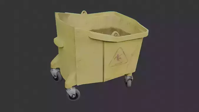 Yellow Janitor Mop Bucket on Wheels for Cleaning