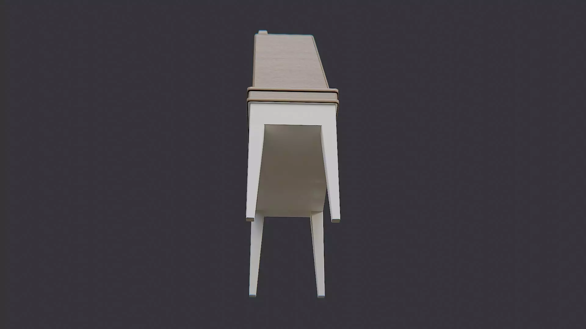 Wooden Shelf Desk with Two Tiers and White Legs Low-poly 3D model_5