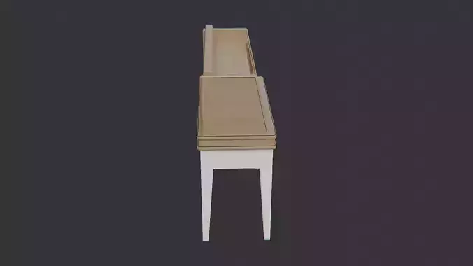 Wooden Shelf Desk with Two Tiers and White Legs
