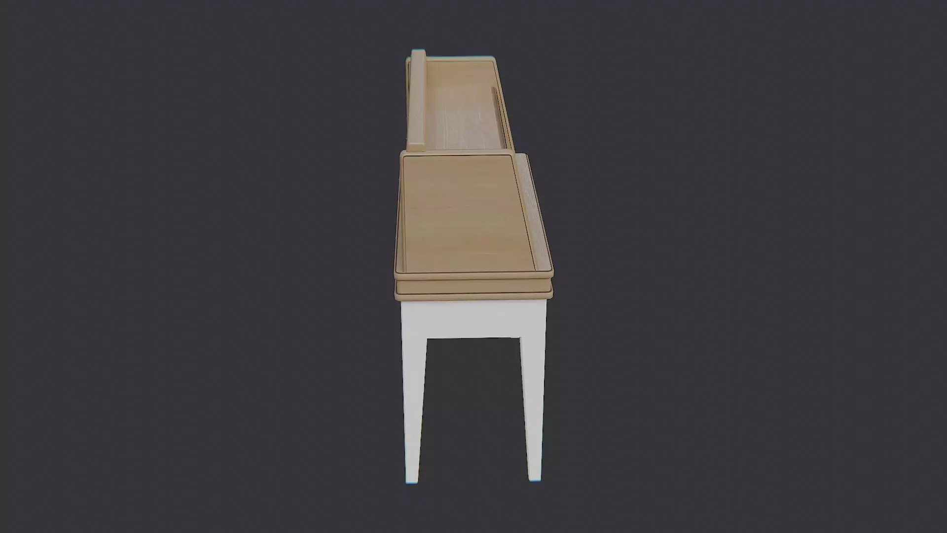Wooden Shelf Desk with Two Tiers and White Legs Low-poly 3D model_0