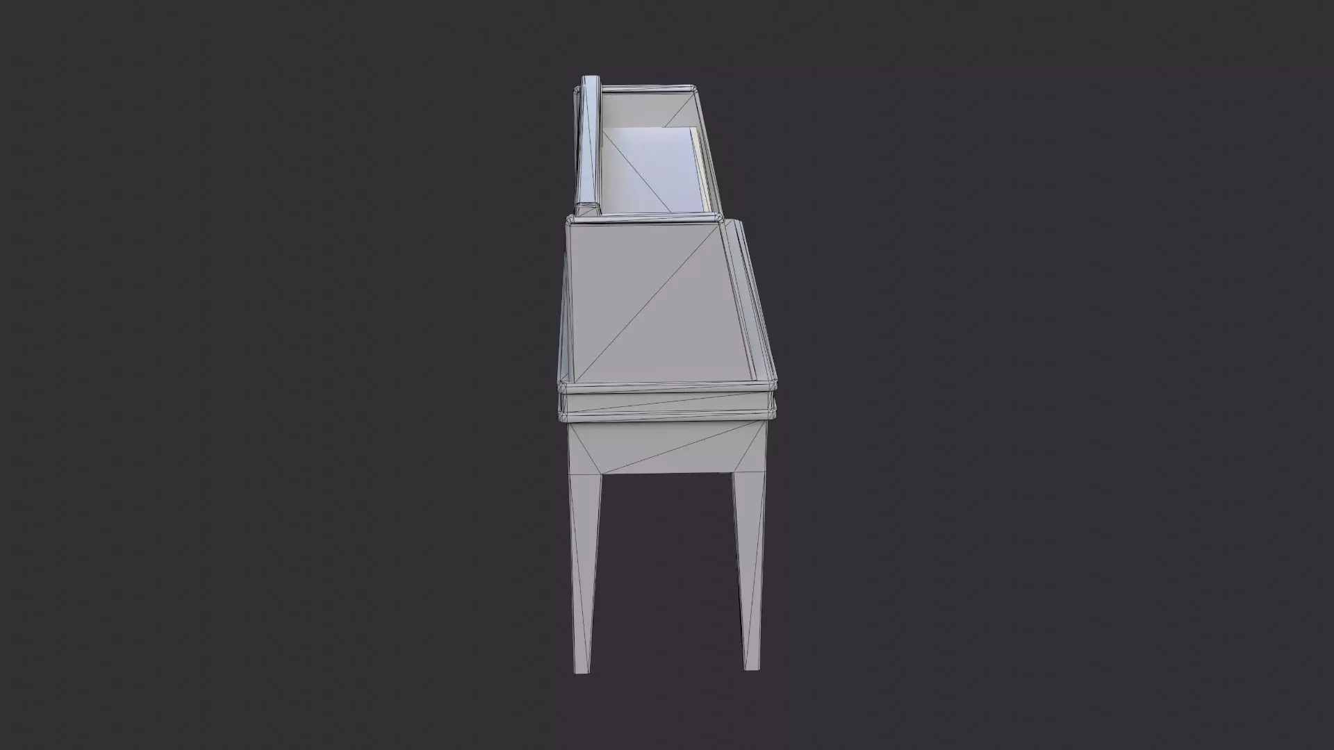 Wooden Shelf Desk with Two Tiers and White Legs Low-poly 3D model_7