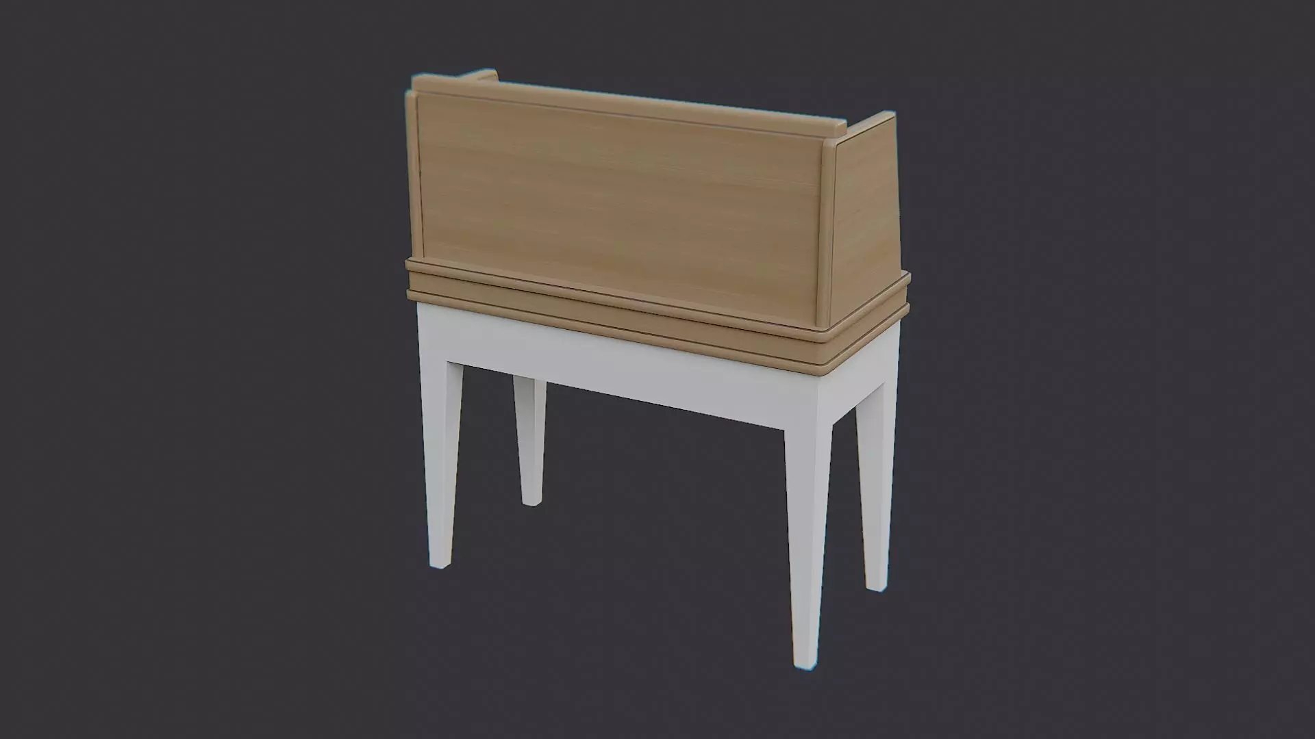 Wooden Shelf Desk with Two Tiers and White Legs Low-poly 3D model_1