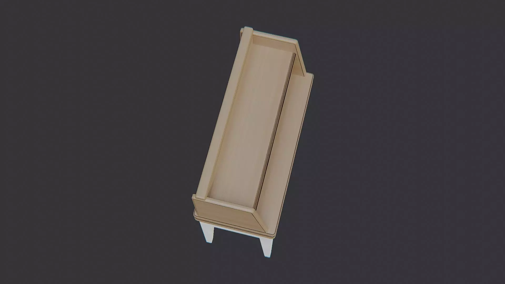 Wooden Shelf Desk with Two Tiers and White Legs Low-poly 3D model_4