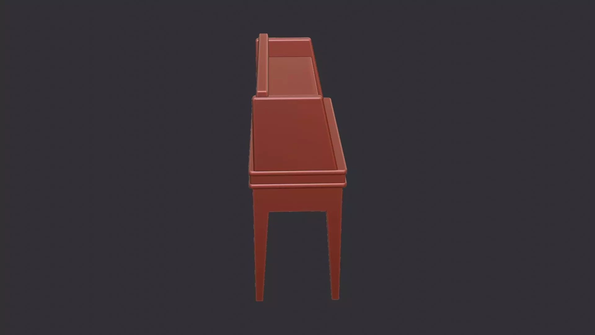 Wooden Shelf Desk with Two Tiers and White Legs Low-poly 3D model_6